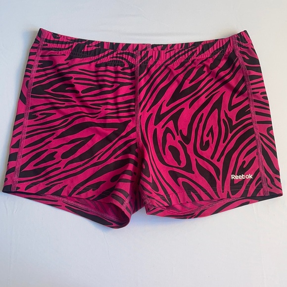 Reebok Spandex Active Pink Zebra Shorts Size L - Picture 3 of 7